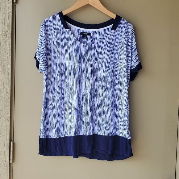 Simply Vera Vera Wang Blue abstract Blouse - Picture 1 of 10